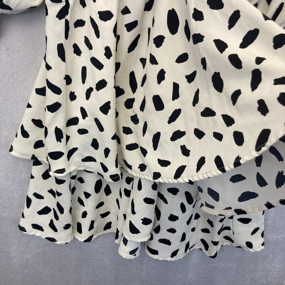Umgee Dalmatian Tiered Ruffle Dress Size Large White Polka Dot 3/4 Sleeve Spring - Picture 11 of 13